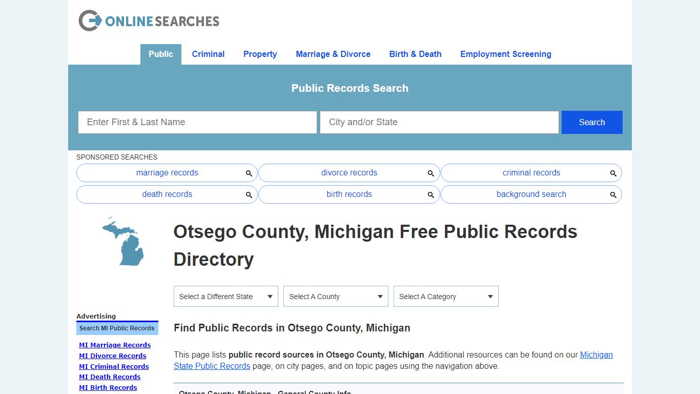 Otsego County, Michigan Public Records Directory