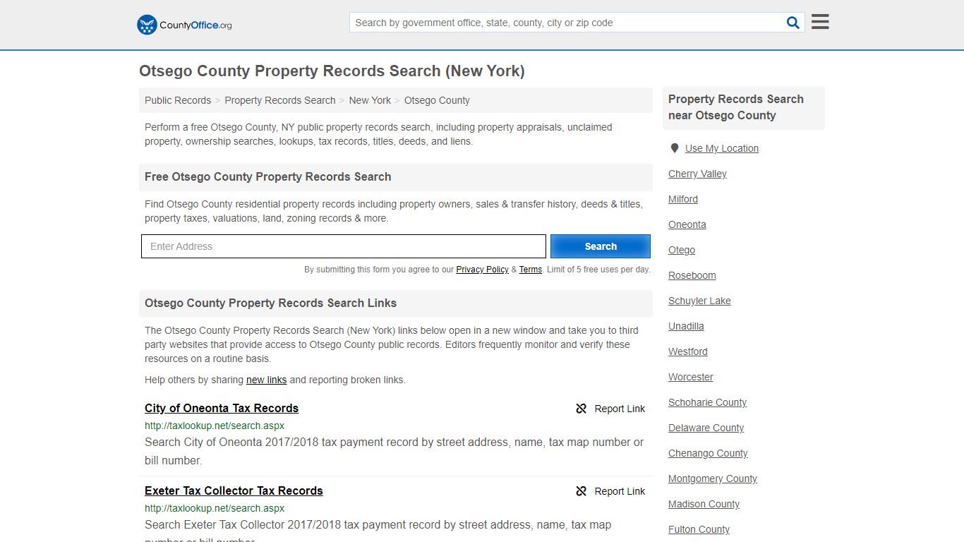 Property Records Search - Otsego County, NY (Assessments ...