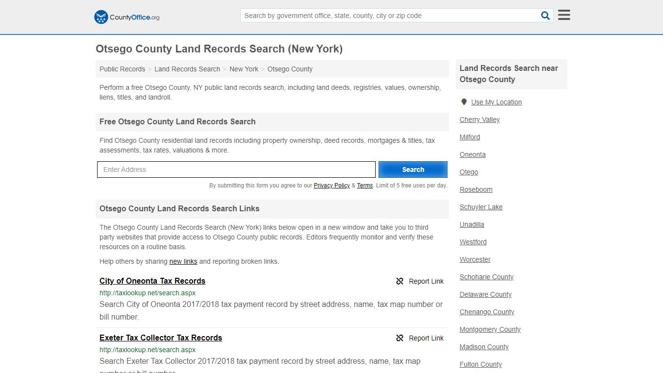 Land Records Search - Otsego County, NY (Deeds, GIS Maps ...